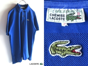 希少 フランス製 70sビンテージ LACOSTE ラコステ 5191L 現L1212 鹿の子 ポロシャツ 4 ブルー 青 美色 フレラコ オリジナル ネコポス対応