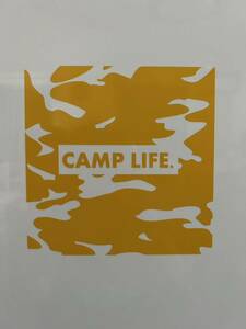 277. 【送料無料】 CAMP LIFE カッティングステッカー キャンプ　迷彩柄 アウトドア 【新品】