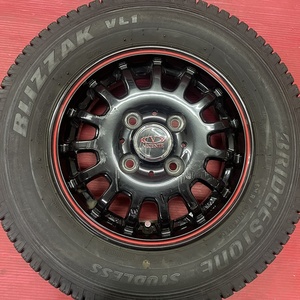 タイヤホイール4本 145R12 6PR 12×3.50B 45 100 4H ブリヂストン ブリザック VL1 ウェッズ VICENTE 軽バン 軽貨物 エブリィ ハイゼット 他