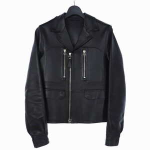 ランバン LANVIN ラムレザー テーラード ライダース ジャケット 46 ブラック 黒 M15BL176 7BV017 国内正規 メンズ