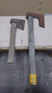 ジャンク品 手斧 薪割り マサカリ 斧 古民具 古道具 昭和 レトロ 当時物 アンティーク オブジェ アウトドア キャンプ