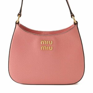 【ミュウミュウ】Miu Miu　マドラス ロゴ レザー ワンショルダーバッグ 5BC105 ローズピンク 【中古】【正規品保証】197799