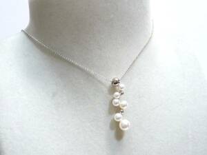 真珠 パール K18WG ペンダント&ネックレス 中古良品