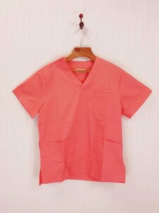 LU0321 ○送料無料 古着 レディース ナース服 Sサイズ ピンク ナースジャケット Vネック 介護服 作業用 病院服 ナースウェア 半袖 看護