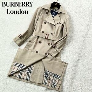 1円～ 極美品 BURBERRY London バーバリー ロンドン トレンチコート 裏ノバチェック ベージュ M 1スタ レディース 