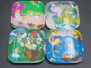 未使用 ディズニー ふしぎの国のアリス ゴールデンブック メラミンプレート 小皿 4枚セット 不思議の国のアリス