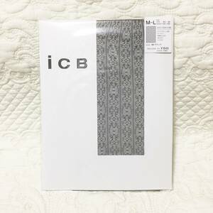 新品　百貨店商品　icB　シャイニージオメトリック柄　ブラック　ストッキング　日本製　M～L