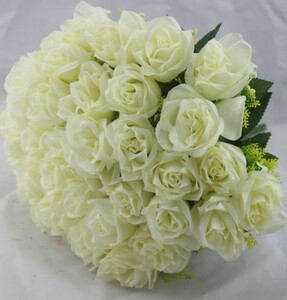 造花 バラ 花束 ブーケ 36個の花 (オフホワイト)