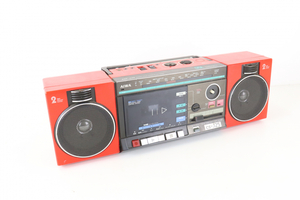 【通電確認OK】AIWA CS-J25 アイワ FM/AMステレオラジオカセットレコーダー ラジカセ レッドカラー 家電 再生機 オーディオ機器 005IDAIA85