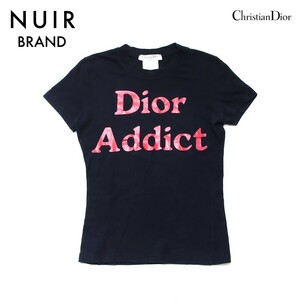 【先着50名限定クーポン配布中!!】 クリスチャンディオール Christian Dior 半袖Ｔシャツ アディクト ロゴ サイズ38 コットン ブラック