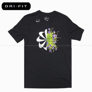 ■【新品 未使用品】 ナイキ 風車 花柄 swoosh ロゴ Tシャツ (M) 黒 DRI-FIT ドライフィット ■