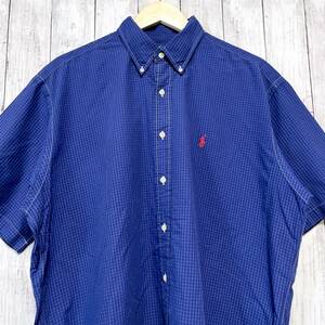 ラルフローレン Ralph Lauren 半袖シャツ チェックシャツ メンズ ワンポイント Lサイズ 2-395