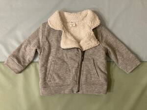 babyGap SHERPA BIKER HEATHER GREY S/159380-00 12-18 MONTHS 80 USED ボア スウェット ライダース ジャケット ベビー ギャップ 