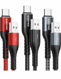 USB Type C ケーブル3本セット タイプc ケーブル 3A 急速充電 USB-C to USB A ケーブル QC3.0 対応 高速データ転送 USB C ケーブル2m