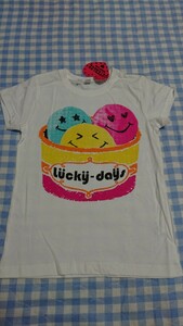 ♪176☆未使用・保管品☆CUTEBLUE☆綿100　半袖Tシャツ　白130アイス①