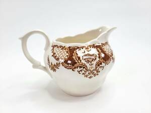 【送料無料・長期保管品】NIKKO ダブルフェニックス 茶色花柄のクリーマー　ニッコー 日本硬質陶器 レトロ ミルク　