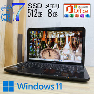 ★中古PC 最上級4コアi7！新品SSD512GB メモリ8GB★T552 Core i7-3610QM Webカメラ Win11 MS Office2019 Home&Business ノートPC★P70980