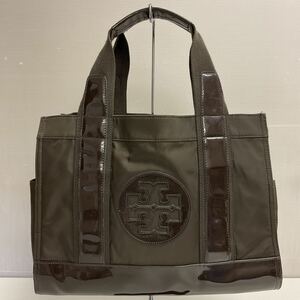 営MK68-100Y TORY BURCH トリーバーチ エナメルトートバッグ ブラウン バッグ ハンドバッグ W約34.5cm H約25cm D約13cm