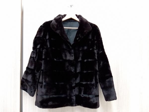 【中古良品】SAGA MINK 毛皮 ファーコート Fサイズ ブラック レディース