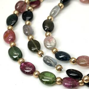 ［K18マルチカラートルマリンネックレス ］a 重量約11.0g 約42.5cm tourmaline multicolor necklace jewelry green pink DD0