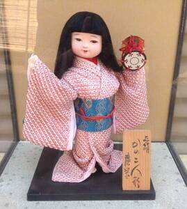 大処分SALE・日本人形『鼓を持つ少女』かのこ人形 ガラスケース 訳有り