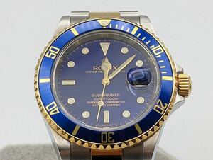 j811501 ロレックス ROLEX 16613 サブマリーナデイト ブルー 青サブ コンビ パープル 腕時計 自動巻き 時計 メンズ 箱付き 文字盤 中古品