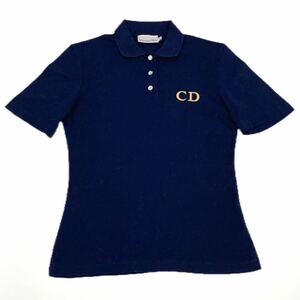 美品 Christian Dior クリスチャンディオール ポロ Tシャツ CD刺繍ロゴ レディース