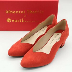 オリエンタルトラフィック スカラップパンプス 美品 シューズ シンプル ブランド 靴 レディース 37サイズ オレンジ Oriental Traffic