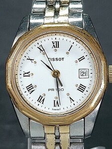 TISSOT ティソ PR100 アナログ クォーツ 腕時計 ホワイト文字盤 ゴールド＆シルバー デイトカレンダー スモールサイズ 新品電池交換済み