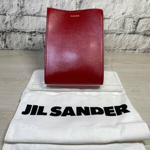 【YH-8160】中古美品 JIL SANDER ジルサンダー Tangle Small タングルスモール レザーショルダーバッグ 赤 レッド