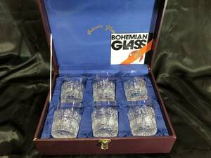 新品・未使用品★BOHEMIAN GLASS ★ボヘミアングラス★6客セット★共箱付