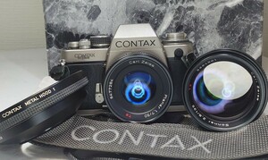 【終活整理】CONTAX S2 機械式モデル 美品＋Planar 50mm f1.7＋Sonnar 135mm f2.8 AEJ 単焦点2本セット 各動作良好 露出計OK 光学良好 