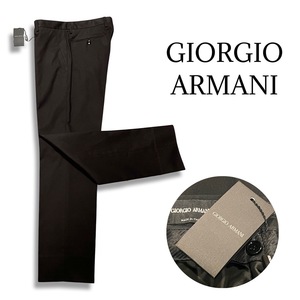 GIORGIO ARMANI ジョルジオ アルマーニ 新品タグ付き 無地 コットン パンツ ブラック size 48 メンズ 国内正規品 黒タグ