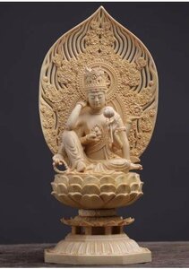 極上品★仏教工芸品 細密彫刻 観音菩薩様像 木彫仏像 置物