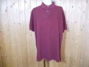 r89◆Polo by Ralph Lauren ポロシャツ◆ポロ ラルフローレン 赤色 サイズXL ペルー製 半袖ポロシャツ 古着屋 USED ネコポス発送 6B