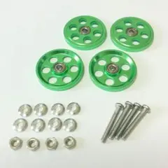 ミニ四駆　軽量オールアルミベアリングローラ１９ｍｍ　緑２個２セット