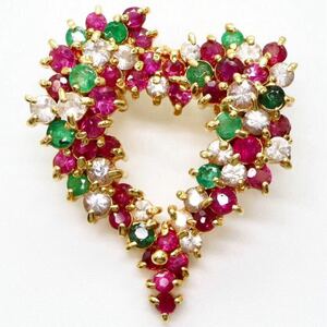 ＊K18天然エメラルド/天然サファイア/天然ルビーペンダントトップ＊b 3.5g emerald sapphire ruby pendant jewelry EC0/EC0