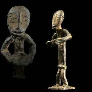 西アフリカ アカン族 ガーナ Gold weight Figure Ashanti-Akan Trival man［検索/18〜19世紀 真鍮 銅製 五穀豊穣 プリミティブアート］