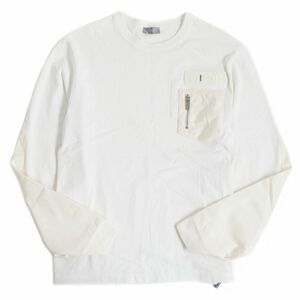 美品□DIOR×sacai ディオール オム サカイ 213J642A0554 サイドスリット ナイロン切替 スウェットシャツ/カットソー 白 M 伊製 正規品