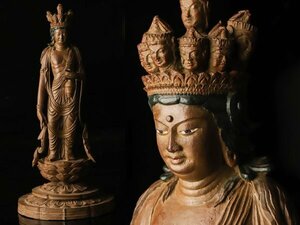 【琴》送料無料 仏教美術 乾漆 国宝写 十一面観音像 高54cm WK767