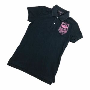 S201 RALPH LAUREN ラルフローレン ポロシャツ 半袖ポロ トップス Tシャツ 半袖 綿100% レディース M ブラック 黒