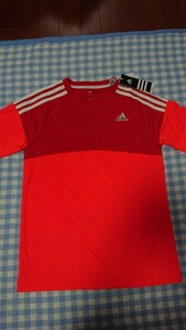 ♪137☆未使用・保管品☆adidas☆CLIMALITE☆切替半袖Tシャツ　赤150