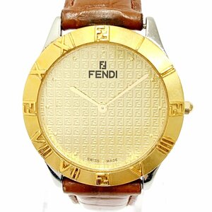 【1円スタート】FENDI フェンディ 2000G ラウンドフェイス GP ゴールド文字盤 クオーツ メンズ腕時計 256964