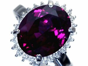 1円～【ジュエリー極】艶麗な煌き！超大粒上質天然ロードライトガーネット11.20ct＆ダイヤ0.43ct 高級Pt900リング k8502gl【送料無料】