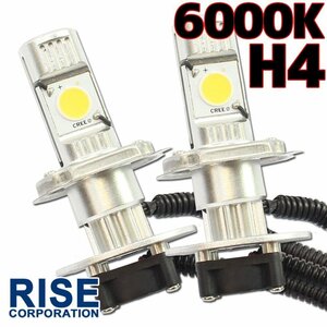 CREE製 バイク用 H4 LED ヘッドライト フォグランプ 6000K 6000ケルビン Hi/Lo切替 2灯分 冷却ファン付き 高性能デジタルコントローラー