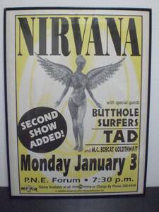 当時物 額付き NIRVANA ニルヴァーナ IN UTERO TAD BUTTHOLE ポスター ビンテージ KOZIK COOP TAZ シルクスクリーン プロモポスター