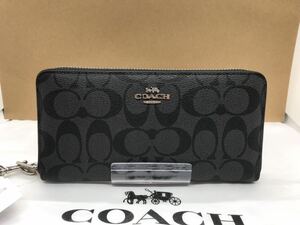 新品　COACH コーチ 長財布 シグネチャー ストラップ ブラック