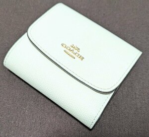 ■コーチ ３つ折り財布 レザー ミルキーホワイト COACH■