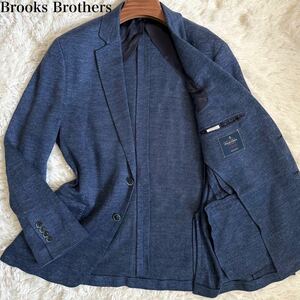 極美品 XL 豪華リネン100 ブルックスブラザーズ アンコンジャケット 麻 紺色 REGENT メンズ 1818 BROOKS BROTHERS ストレッチ テーラード