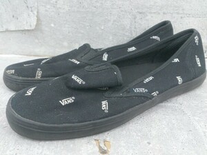 ◇ VANS バンズ SLIP-ON スリッポン ロゴ V78ZW LOGO スニーカー シューズ 24.5cm ブラック レディース